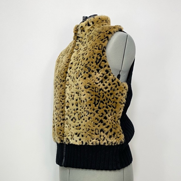 Cheetah Print Leopard Faux Fur Vest Sweater Heirloom Collectibles Medium Large - Picture 8 of 11